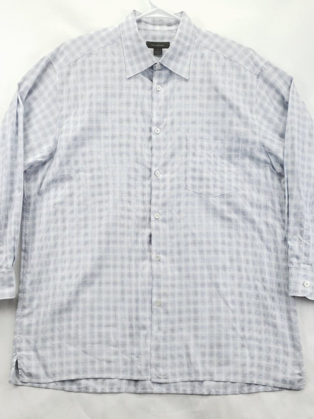 Ermenegildo Zegna Shirt Mens XL Blue White Made In Italy Long Sleeve Button-Up